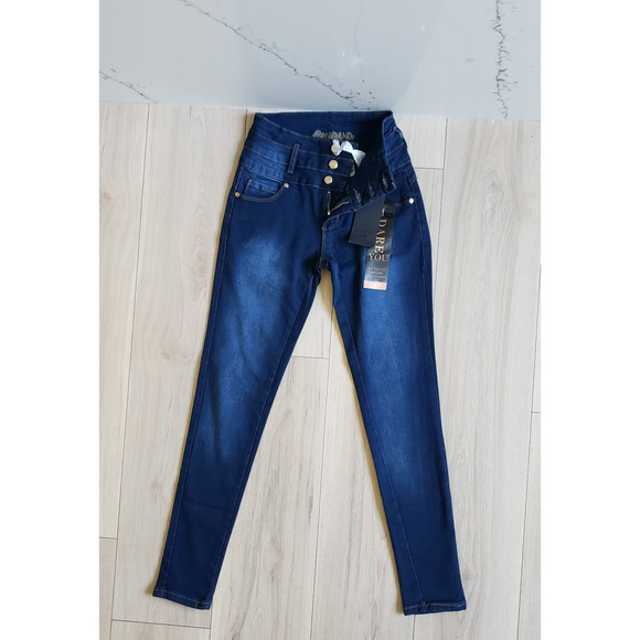 BENAVA Colombian Push-Up Jeans Womens 1 Dark Blue Skinny Butt-Lifting High Rise - Picture 1 of 9